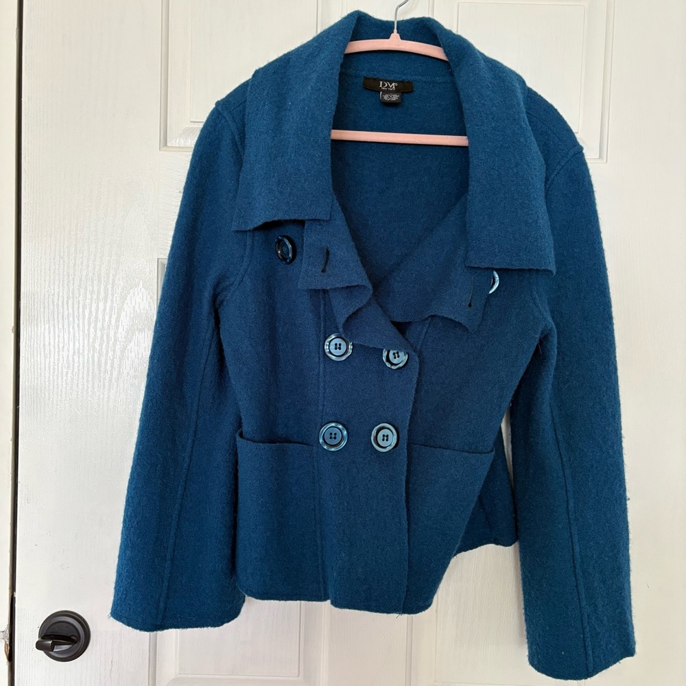 DM New York 100 percent wool Teal Pea Coat